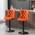 thumbnail image 1 of PORKISS Bar Stools, Velvet Adjustable Swivel Barstools with Back Set of 2, Modern Upholstered Kitchen Island Chairs with Tufted for Home Bar, Orange, 1 of 11