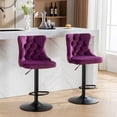 thumbnail image 1 of PORKISS Bar Stools, Velvet Adjustable Swivel Barstools with Back Set of 2, Modern Upholstered Kitchen Island Chairs with Tufted for Home Bar, Purple, 1 of 11