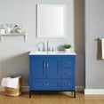 thumbnail image 1 of PORKISS Bathroom Vanity, Wooden Bathroom Vanity with Pedestal Under Sink, Freestanding Render Vanity with 2 Doors and 4 Drawers, Modern Vanity Cabinet for Bathroom, Blue, 1 of 13