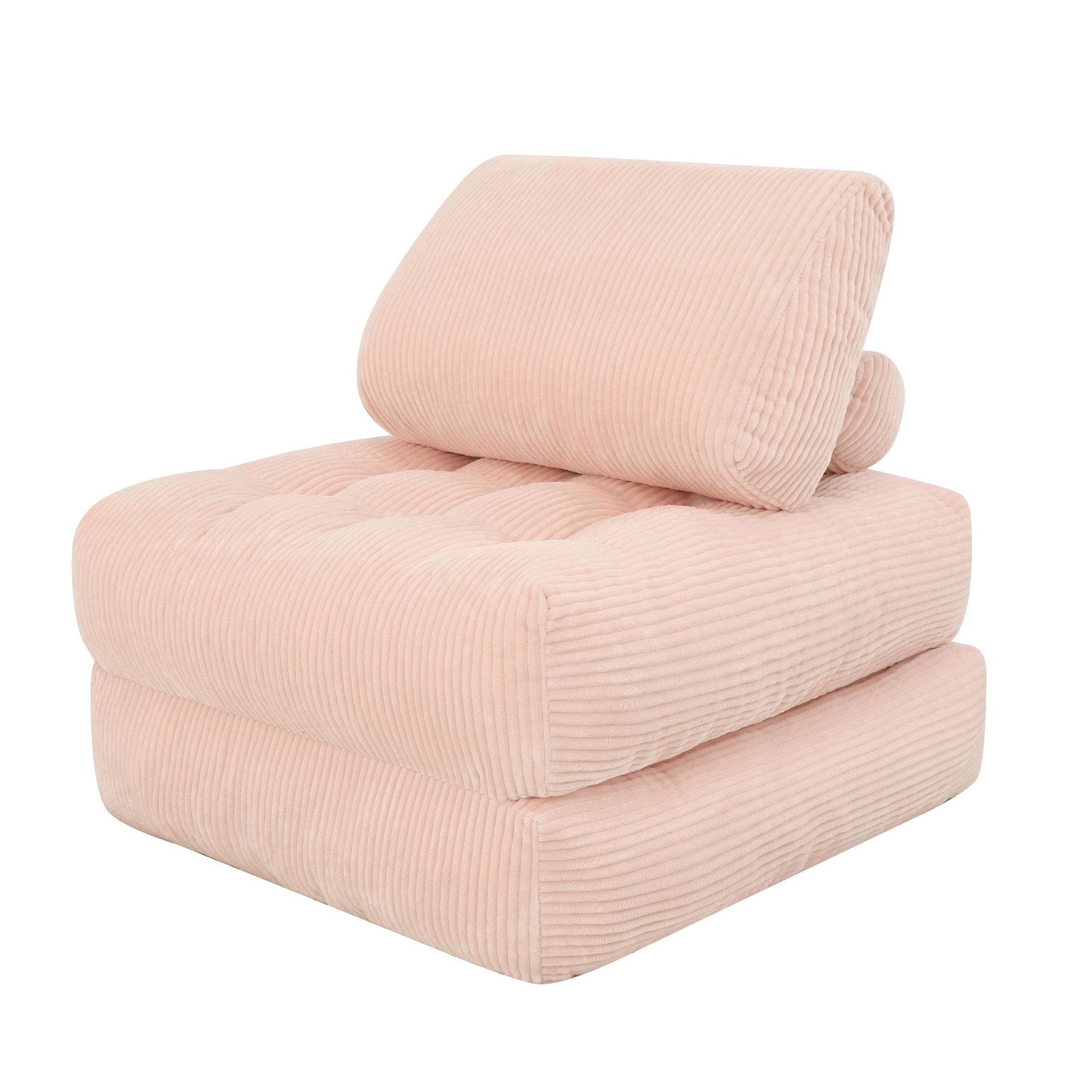 PAPROOS Bean Bag Chair for Adults, Corduroy Bean Bag Lounger, Convertible Floor Sofa Bed, Comfy Lounge Chair with Back Support for Bedroom, Dorm, Game Room and Living Room, Pink