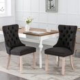 thumbnail image 1 of PORKISS Black Dining Chairs Set of 2, Flax Upholstered Tufted Dining Room Chair with Back Ring and Nailhead Trim, Modern Velvet Chairs with Solid Wood Legs for Kitchen, 1 of 10