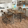 thumbnail image 1 of PORKISS Counter Height Dining Set for 4, Drop Leaf Table and Dining Chair Set, Dining Table Set for 4 with 4 Chairs for Kitchen Dining Room Breakfast Nook, Black+Walnut, 1 of 13