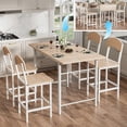thumbnail image 1 of PORKISS 5-Piece Counter Height Dining Set with Drop Leaf Table, White and Natural, 1 of 13