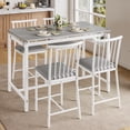 thumbnail image 1 of PORKISS Counter Height Table Set of 5, Breakfast Bar Table and Stool Set, Dining Table with 4 Chairs, Wood Top Pub Table & Chair Set for Kitchen Apartment Bistro, Gray+White, 1 of 8
