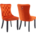 thumbnail image 1 of PAPROOS Upholstered Dining Chairs Set of 2, Velvet Dining Chairs with Button-Tufted Back, Back Ring and Nailhead Trim, Modern Farmhouse Kitchen Chairs with Solid Wood Legs, Orange, 1 of 13