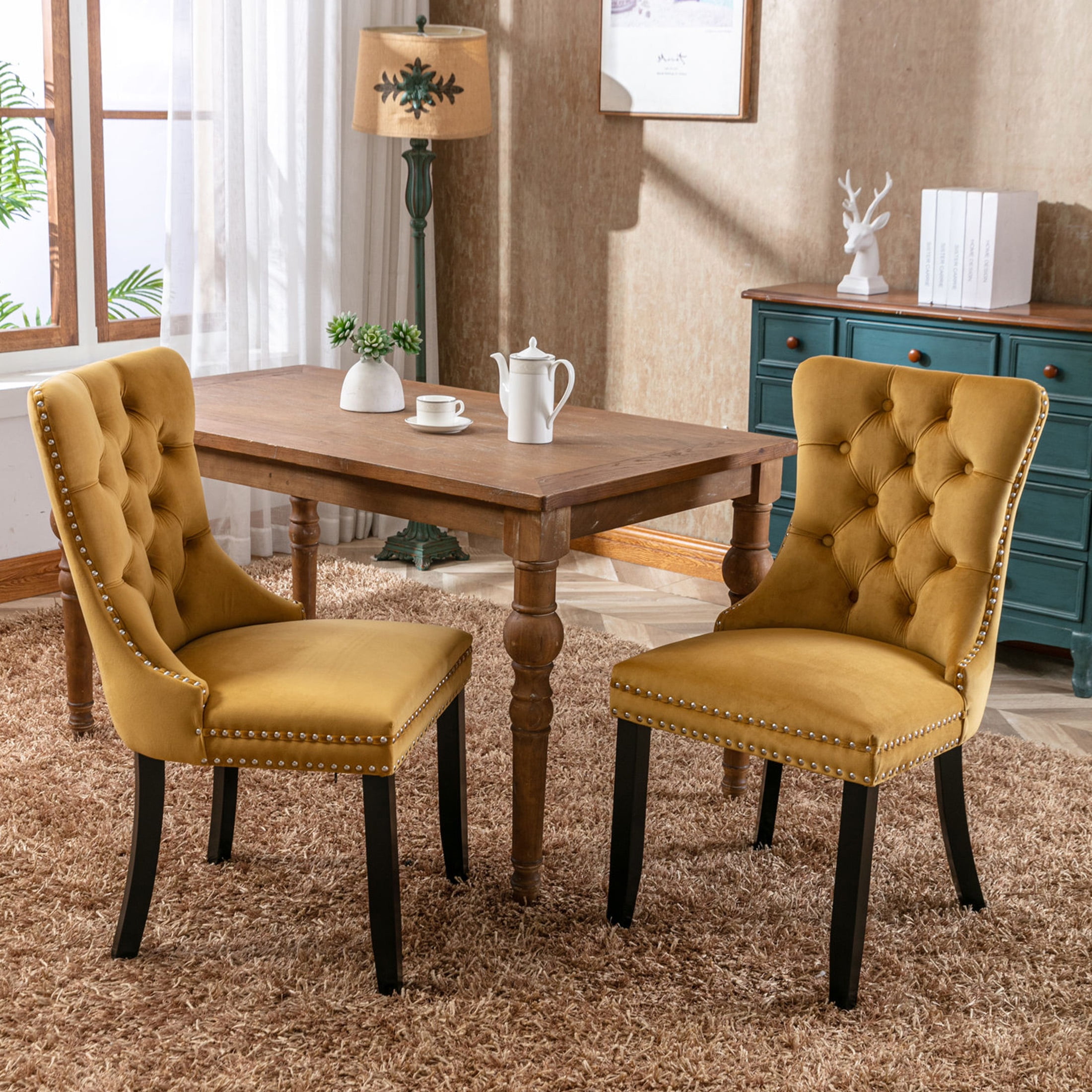 Dining chairs with nailhead trim sale