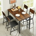 thumbnail image 1 of PORKISS Dining Table Set for 4, 5 Piece Dining Room Set with Leather Cushion Chairs, Modern Rectangle Kitchen Table Set for Home, Metal Frame, Rustic Brown & Black, 1 of 12
