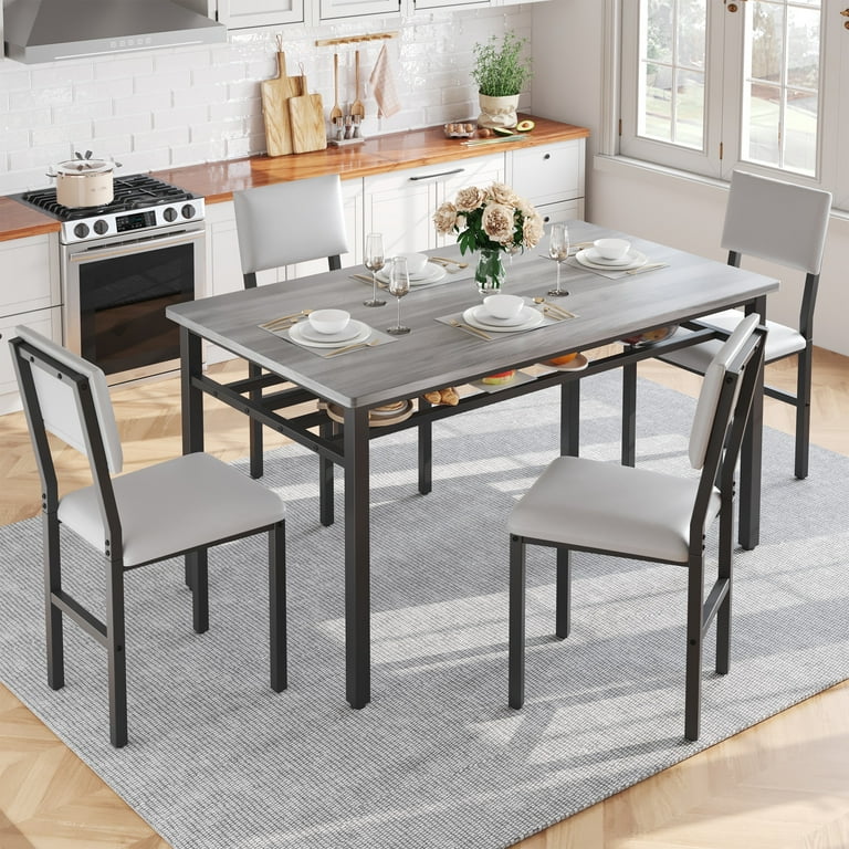 PORKISS Dining Table Set for 4, 5-Piece Dining Room Set with
