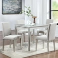 thumbnail image 1 of PORKISS Dining Table Set for 4, Solid Wood Dining Room Set with 1 Square Table 4 Upholstered Chairs, Dinner Table with Padded Chairs for Home Kitchen, Gray, 1 of 11