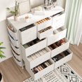 thumbnail image 1 of PORKISS Fabric Dresser for Bedroom 12 Drawer with 5 Side Pockets 2 Hooks, Chest of Drawers Dresser with Steel Frame Wooden Top for Living Room, Bedroom, Hallway, White, 1 of 13