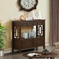 thumbnail image 1 of PORKISS Farmhouse Solid Wood Console Table, Entryway Table Hallway Table with 4 Drawers 1 Storage Shelf, Sofa Table for Living Room, Foyer, Espresso, 1 of 13