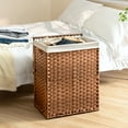 thumbnail image 1 of PORKISS Laundry Basket with Lid, Laundry Hamper for PE Rattan, Waterproof Square Clothes Hamper with Removable Bags for Dorm Clothes Toy Storage, 26.4 Gal. Brown, 1 of 14