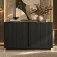 thumbnail image 1 of PORKISS 55.1" Fluted Sideboard, Modern Wood Buffet Cabinet with Storage, Accent Cabinet with Adjustable Shelves for Dining Room, Living Room & Entryway, Black, 1 of 8