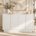 thumbnail image 1 of PORKISS 55.1" Fluted Sideboard, Modern Wood Buffet Cabinet with Storage, Accent Cabinet with Adjustable Shelves for Dining Room, Living Room & Entryway, White, 1 of 7