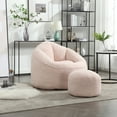 thumbnail image 1 of PORKISS Oversized Bean Bag Chair with Ottoman, Memory Foam Super Soft Lazy Couch for Adults Teens Kids, Microfiber Pink, 1 of 12