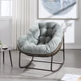 thumbnail image 1 of PORKISS Papasan Rocking Chair Indoor and Outdoor, Patio Rocker Recliner Chair with Padded Cushion, Modern Lounge Egg Chair with Steel and Rattan Frame, Velvet Navy Olive, 1 of 11