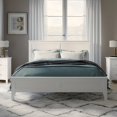 thumbnail image 1 of PORKISS Queen Size Bed Frame for Solid Wood, Platform Bed Frame with Headboard, Holds 650 lb, No Box Spring Needed, White, 1 of 6