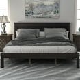 thumbnail image 1 of PORKISS Queen Size Platform Bed Frame with Headboard, Wood Platform Bed with Slat Support, Espresso, 1 of 8