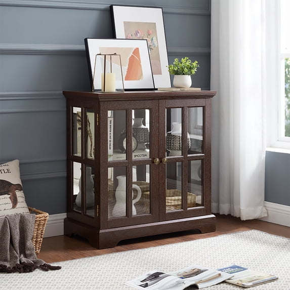 Led Panel Counter PORKISS Retro Display Cabinet with Glass, Showcase Bookcase Storage ...