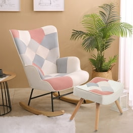 PORKISS Rocking Chair Teddy Upholstered Fabric Glider Rocker Nursery Rocking Chair Caramel Walmart