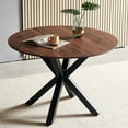 thumbnail image 1 of PORKISS Round Dining Table for 4, 42 inch Kitchen Table with Steel Legs, Dinner Table for Home Dining Room Kitchen, Black+Natural, 1 of 8