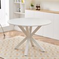 thumbnail image 1 of PORKISS Round Dining Table for 4, 42 inch Kitchen Table with Steel Legs, Dinner Table for Home Dining Room Kitchen, White, 1 of 6