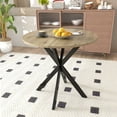 thumbnail image 1 of PORKISS Round Dining Table for 4, Small Circle Kitchen Table with Metal Black Legs for Kitchen Living Room (Only Table), 31.5" Table, Rustic Brown, 1 of 12