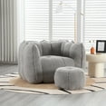 thumbnail image 1 of PORKISS Soft Bean Bag Chair with Footstool, Fluffy Lazy Sofa Chenille Fabric Bean Bags Comfy Couch for Adults Teens, Grey, 1 of 12