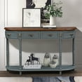 thumbnail image 1 of PORKISS Solid Pine Wood Console Table, Entryway Table Hallway Table with 2 Drawers Roman Legs, Retro Sofa Table for Living Room, Foyer, Grey, 1 of 15