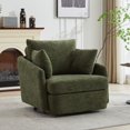 thumbnail image 1 of PORKISS Swivel Accent Chair, Modern Barrel Chair with 2 Thorw Pillows, Oversized Comfy Round Armchair Reading Chair, Comfy Chair for Bedroom Living Room, Green, 1 of 9