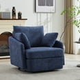 thumbnail image 1 of PORKISS Swivel Accent Chair, Modern Barrel Chair with 2 Thorw Pillows, Oversized Comfy Round Armchair Reading Chair, Comfy Chair for Bedroom Living Room, Navy, 1 of 9