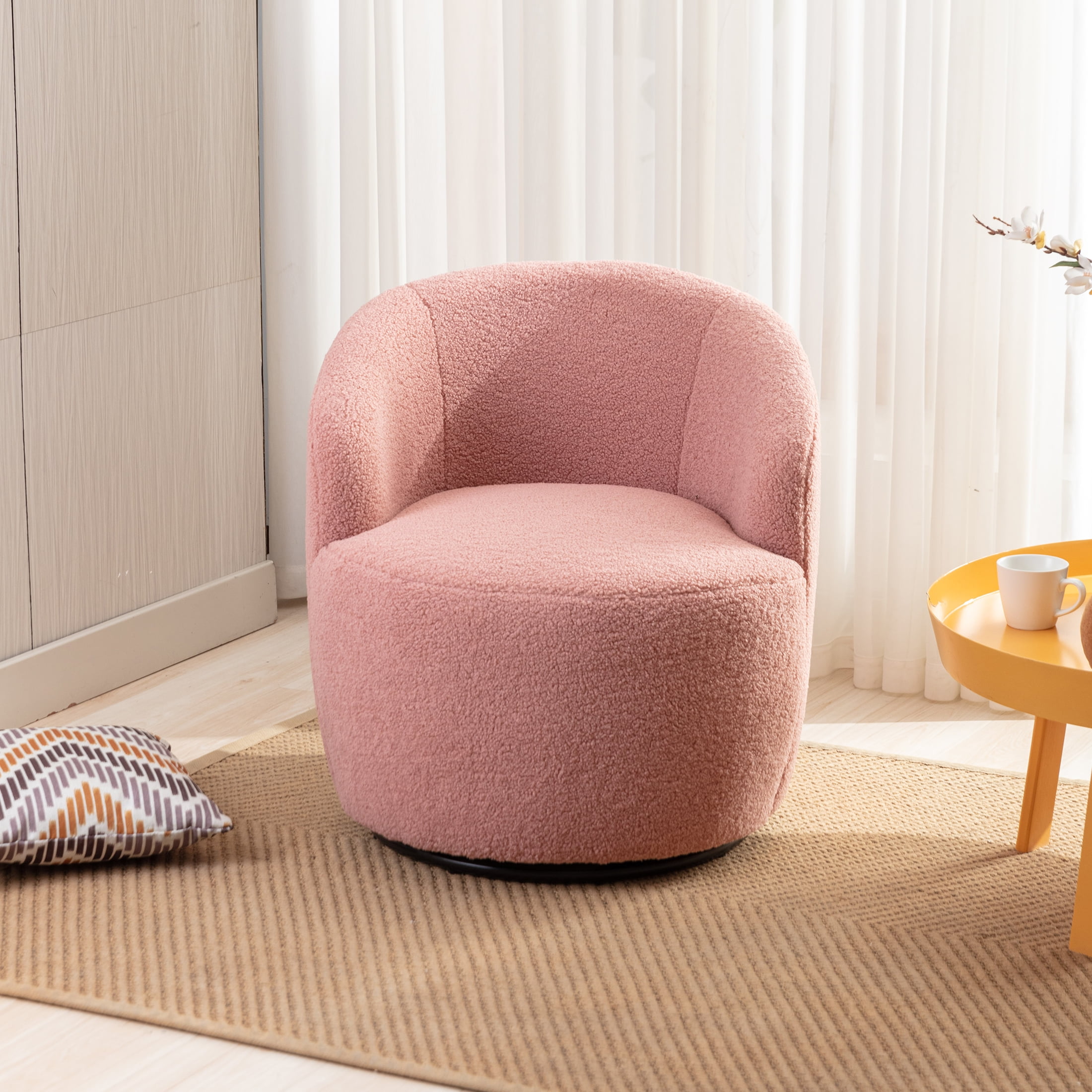 PORKISS Swivel Teddy Chair, Light Pink - Walmart.com