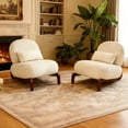 thumbnail image 1 of PAPROOS Accent Chairs, Upholstered Armless Reading Chairs with Lumbar Pillows and Solid Wood Legs, Comfy Living Room Bedroom Lounge Chairs for Apartment, White-Velvet-1PC, 1 of 10