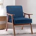 thumbnail image 1 of PAPROOS Accent Chair with Thick Backrest, Arm Chair with Tech Cloth, Sturdy Wood and 350lbs Capacity, Mid-Century Modern Sofa Chair with Open Bottom for Living Room, Bedroom, Blue, 1 of 9