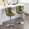 thumbnail image 1 of PORKISS Swivel Velvet Bar Stools, Chrome Base Barstools Set of 2 with Tufted Backs, Modern Upholstered Adjustable Seat for Home Pub and Kitchen Island, Olive Green, 1 of 11