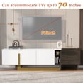 thumbnail image 1 of PORKISS Modern TV Stand for TVs up to 70 Inches, Wood TV Console with Gold Metal Base, Media Console Cabinet with Drawer & Adjustable Shelves, for Living Room, White, 1 of 11