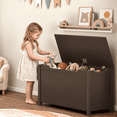 thumbnail image 1 of PAPROOS Kids Toy Box for Boys Girls, Wooden Toy Chest with Storage Bench and Safety-Hinged Lid, Modern Toy Storage Organizer for Playroom, Living Room, Toddler Room, Coffee, 1 of 11