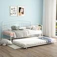 thumbnail image 1 of PORKISS Twin Daybed with Trundle and Metal Frame, Twin Size Bed Frame, No Box Spring Needed, White, 1 of 10