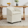 thumbnail image 1 of PORKISS Upholstered Dining Chair with Wheels, Chenille Upholstered Kitchen Chairs, Accent Chairs for Kitchen Living Room, Beige, 1 of 14