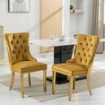 thumbnail image 1 of PORKISS Upholstered Dining Chairs, Modern Velvet Dining Room Chairs Set of 2 with Golden Stainless Steel Plating Legs, Tufted Solid Wood Kitchen Chairs with Nailhead Trim and Back Ring, Gold, 1 of 10