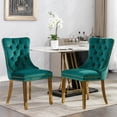 thumbnail image 1 of PORKISS Upholstered Dining Chairs, Modern Velvet Dining Room Chairs Set of 2 with Golden Stainless Steel Plating Legs, Tufted Solid Wood Kitchen Chairs with Nailhead Trim and Back Ring, Green, 1 of 10