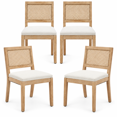 thumbnail image 1 of PORKISS Rattan Dining Chairs Set of 4, Farmhouse Beige Kitchen Chairs with Cane Back, Upholstered Dining Room Chairs with Solid Wood Frame, Side Chairs for Kitchen, Dining Room, 1 of 10