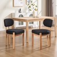 thumbnail image 1 of PORKISS Upholstered Dining Chairs Set of 2, Mid-Century Kitchen Chairs with Solid Wood Legs and Cushioned Wingback for Kitchen, Black, 1 of 8