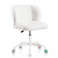 thumbnail image 1 of PAPROOS Adjustable Vanity Chair with Colorful Wheels, Swivel Faux Fur Makeup Chair, Cute Modern Adult-Size Wide Seat Home Office Chair for Bedroom, Apartments, 300lbs Capacity, Ivory, 1 of 9