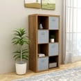 thumbnail image 1 of PORKISS Walnut Bookcase Bookshelf, Wood Open Bookshelf with 8 Cube Storage Organizer, Freestanding Display Shelf with Opened Back Shelves, Modern Bookcase for Home, Office, 1 of 9