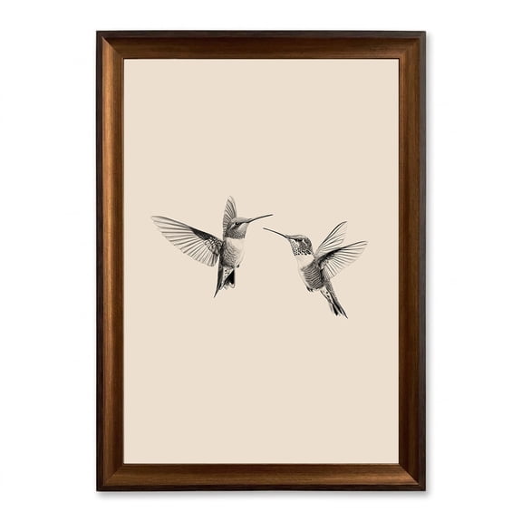 PORMIPONE Vintage Black and White Bird Sketch Canvas Art, 16x24 Inches, with Neutral-Colored Plastic-Wood Frame – Suitable for Living Room Wall Decor