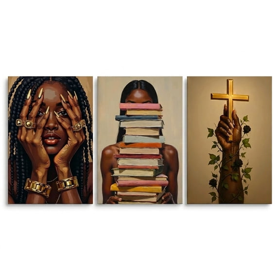 PORMIPONE Modern Figure Wall Art Set of 3, 24x36in Framed Canvas, Inspirational Portrait Artwork, Contemporary Wall Decor for Living Room Bedroom Office