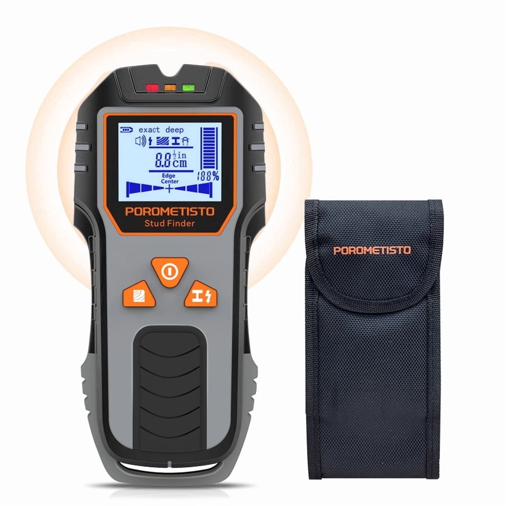 POROMETISTO Stud Finder Wall Scanner 6-in-1 - Live Wire Detector up to 4.7in Deep, Digital Center Finding & LCD Display for Hanging TV, Drywall, Pipes