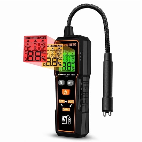 porometisto ft01 brake fluid tester ft01, 8.5-inch corrosion-resistant flexible gooseneck probe, compatible with dot3 dot4 dot5.1, pen-style tester with light, data hold & backlight alarm for automob