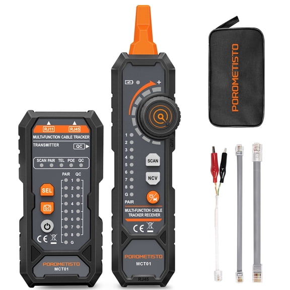 POROMETISTO MCT01 Network Cable Tester 60V Intelligent Anti-burn RJ11 RJ45 NCV PoE Tester LAN Network Wire Tracker Cable Tool